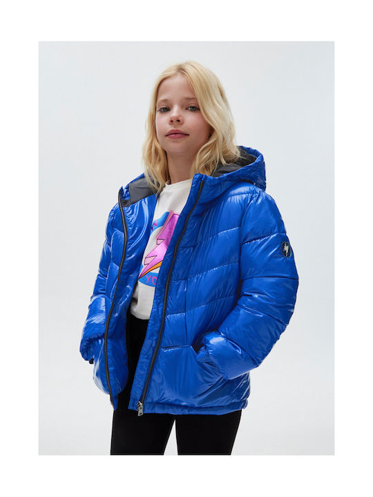 Mayoral Kids Quilted Jacket Short with Hood Blue