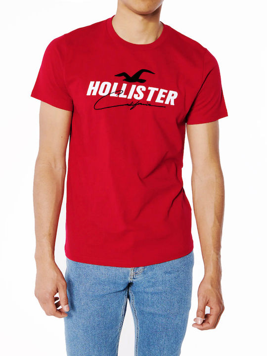 Hollister Herren T-Shirt Kurzarm Rot