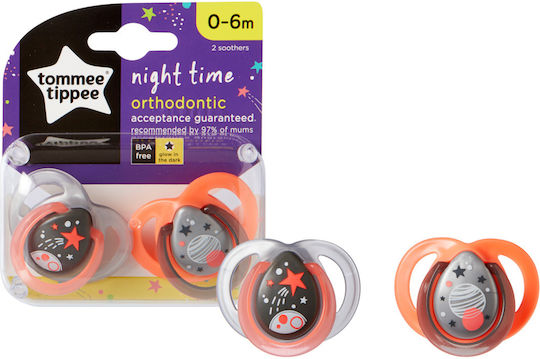Tommee Tippee Πιπίλα Night Time Σιλικόνης Planet 0+ 2τμχ