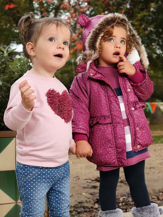 Kinder Parka Kurz mit Futter & Kapuze Rosa