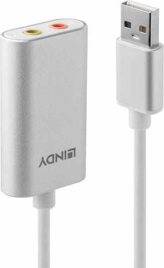 Lindy Μετατροπέας 3.5mm female σε USB-A male Γκρι 1τμχ 42926
