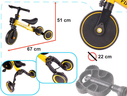 Fio Trike Fix Mini Convertible 3 in 1 for 3+ Years Yellow