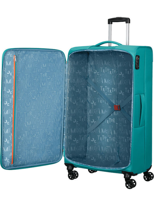 American Tourister Sea Seeker Large Fabric Suitcase Aqua Green With 4 Wheels Height 80cm