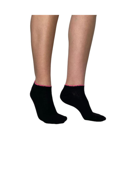 Inizio Damen Einfarbige Socken Black/Fuchsia 1Pack