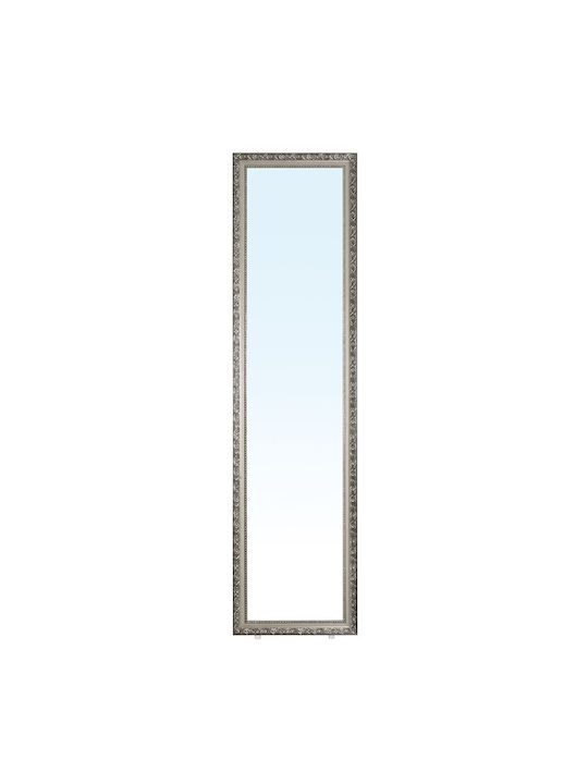 Woodwell Oglindă De Podea Cu Cadru Din Lemn Argintiu 148x39cm