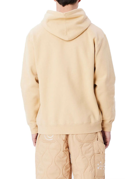 Obey Men's Sweatshirt with Hood and Pockets Beige