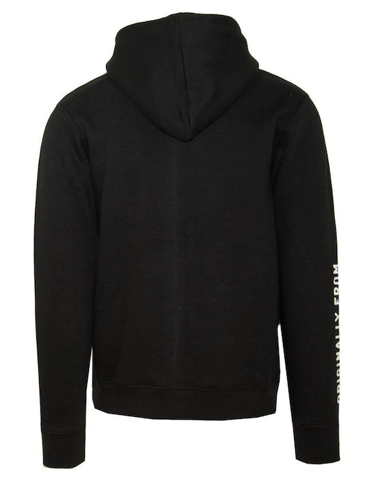 Van Hipster Herren Sweatshirt mit Kapuze und Taschen Schwarz