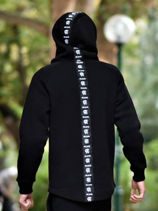 Mohicans Black Line Men's Sweatshirt with Hood and Pockets Black