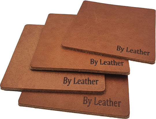 ByLeather Round Coaster made of Leatherette Brown 9cm 4pcs