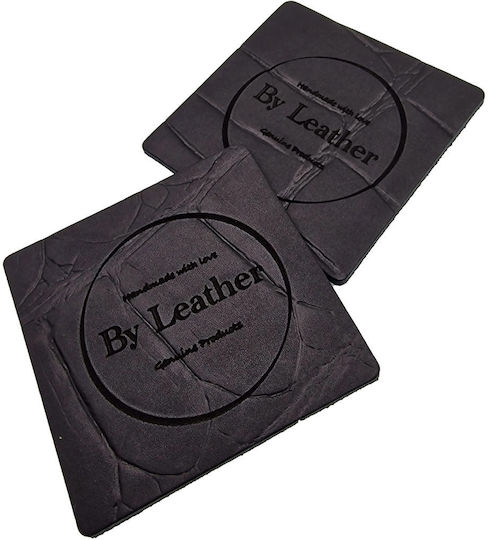 ByLeather Rotund Suporturi pentru pahare Piele ecologică Negru 9cm 4buc