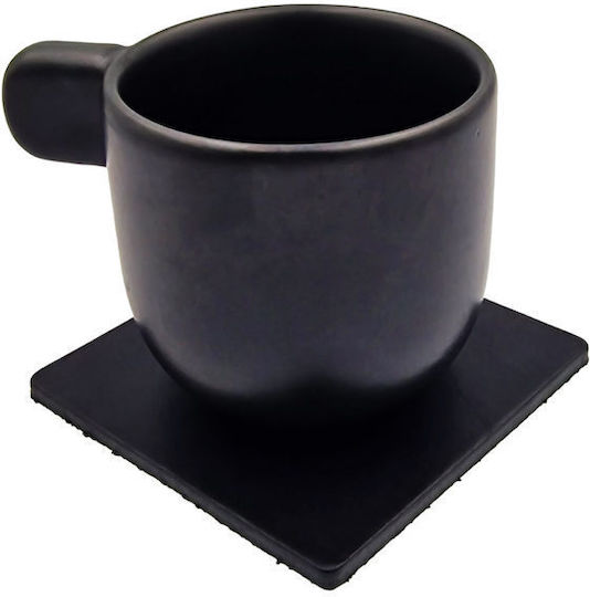 ByLeather Rotund Suporturi pentru pahare Piele ecologică Negru 9cm 4buc