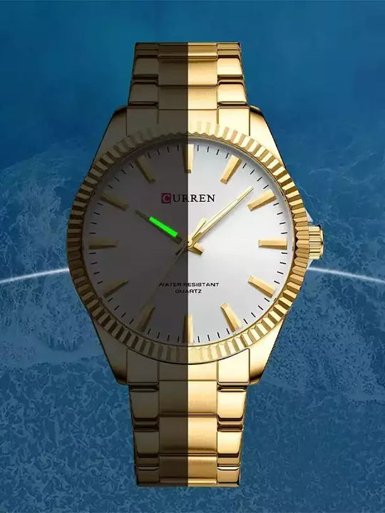 Curren Men's Watch 44mm Battery with Gold Metal Bracelet