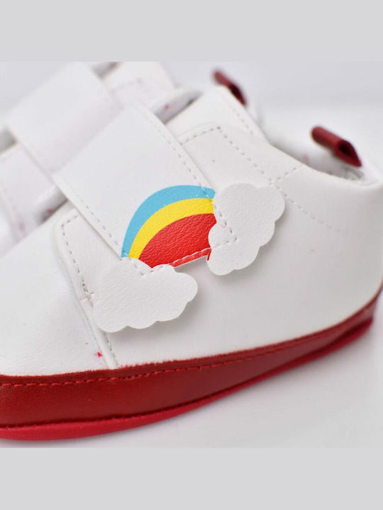 Potre Βρεφικά Sneakers Αγκαλιάς Λευκά Rainbow And Clouds