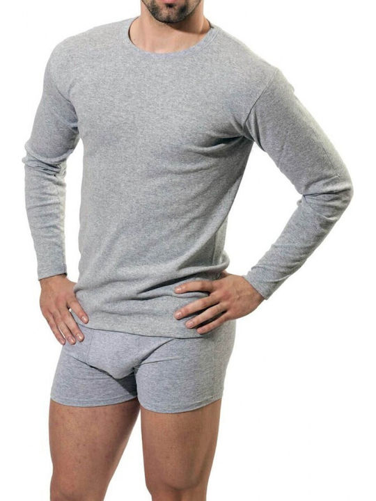 Tricou de Corp pentru Bărbați Mânecă Lungă în Culoare Gri