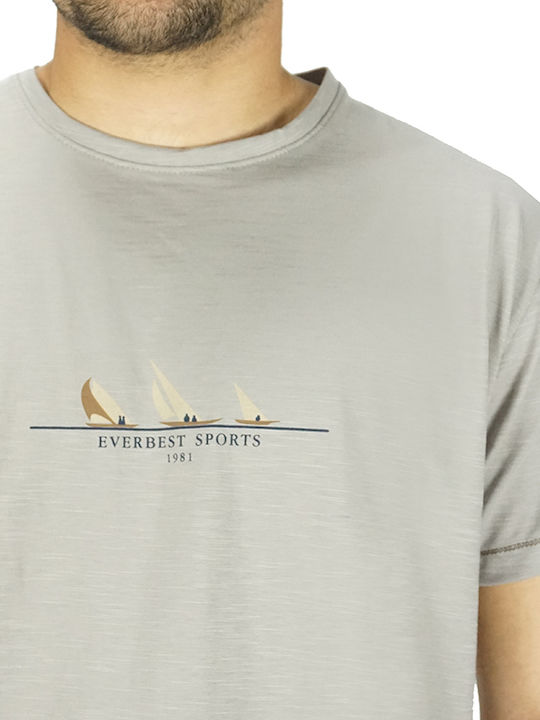 Everbest Ανδρικό T-shirt Κοντομάνικο Γκρι