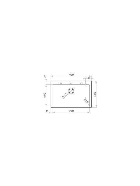 Pyramis Istros 1B 070045611 Drop-In Sink Synthetic Granite W76xD50cm Carbon