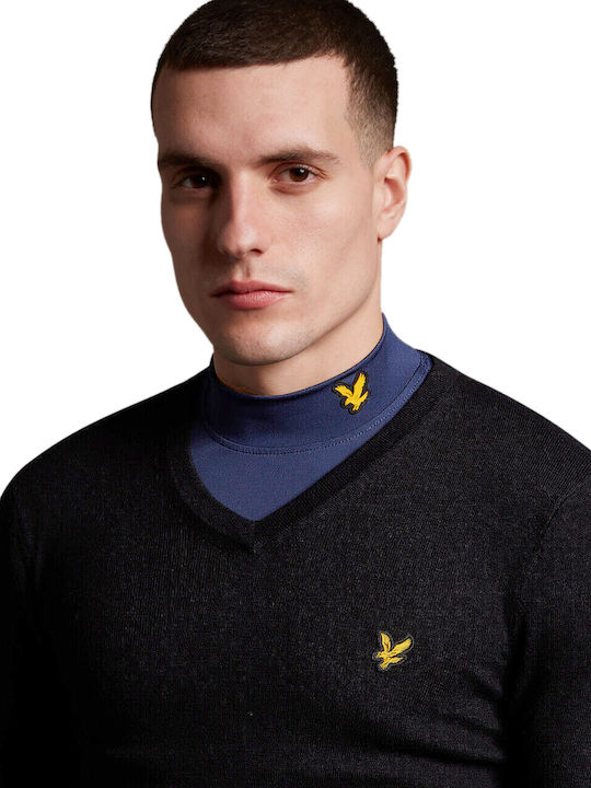 Lyle and Scott Herren Langarm-Pullover mit V-Ausschnitt Schwarz