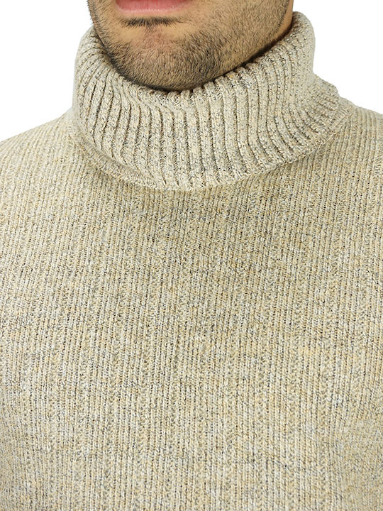 Lexton Mountain Roll Men's Long Sleeve Sweater Turtleneck Beige