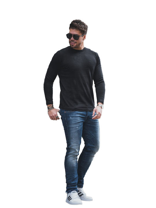 Yolofashion Herren Langarm-Pullover Schwarz