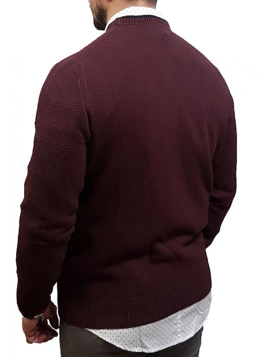 Visconti Herren Langarm-Pullover Burgundisch