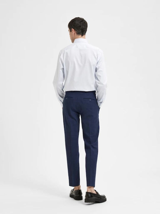 Selected Pantaloni pentru bărbați cu Croială Slim Albastru marin