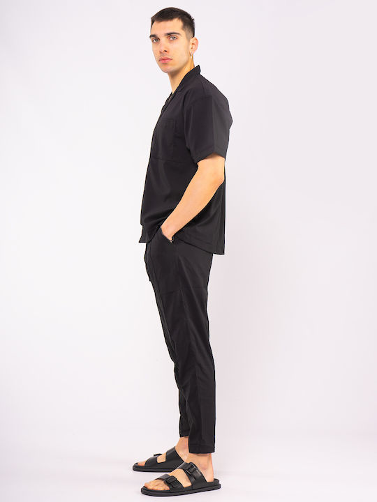 The Lady Men's Trousers Elastic in Straight Line Black