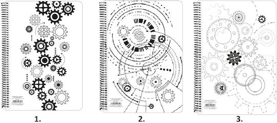AG Trees Spiral Notebook Ruled A4 3 Subjects Gears White 1pcs