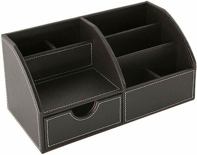 Piele Organizator de birou în culoarea Negru