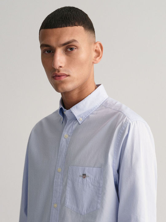 Long-sleeved Cotton Shirt Light Blue