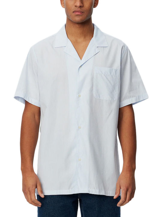 Les Deux Men's Shirt Short Sleeve Cotton Striped White