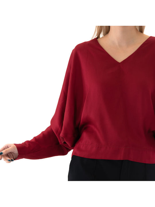 Women's Blouse Long Sleeve with V Neckline Khaki