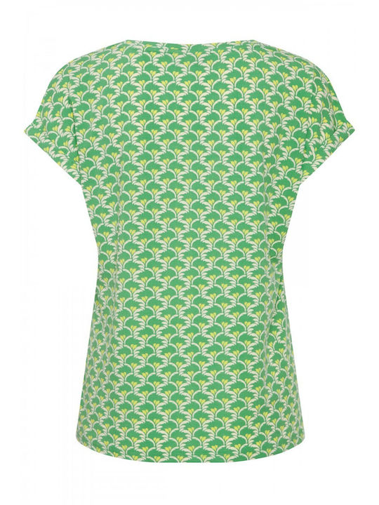 Fransa Women's Blouse Dress Short Sleeve Green