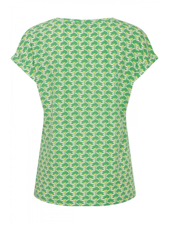 Fransa Women's Tunic Dress Short Sleeve Green