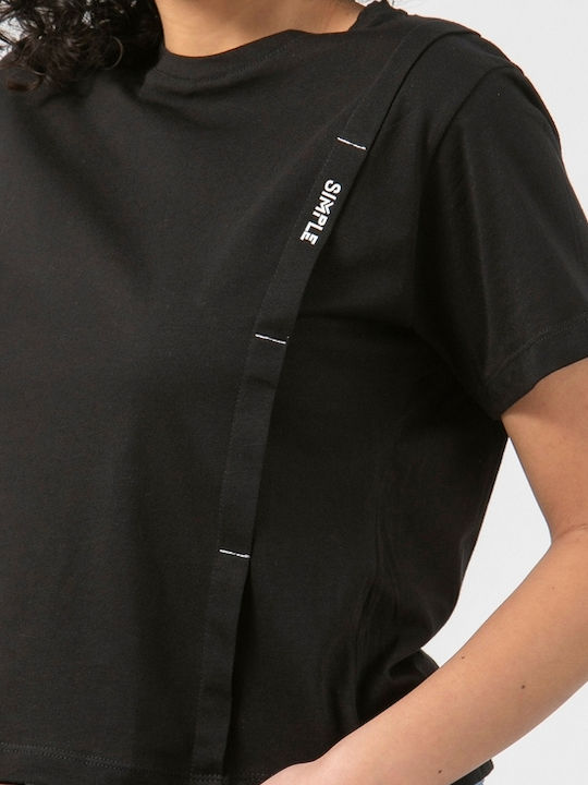 Simple Fashion Women's Summer Blouse Cotton Short Sleeve Black