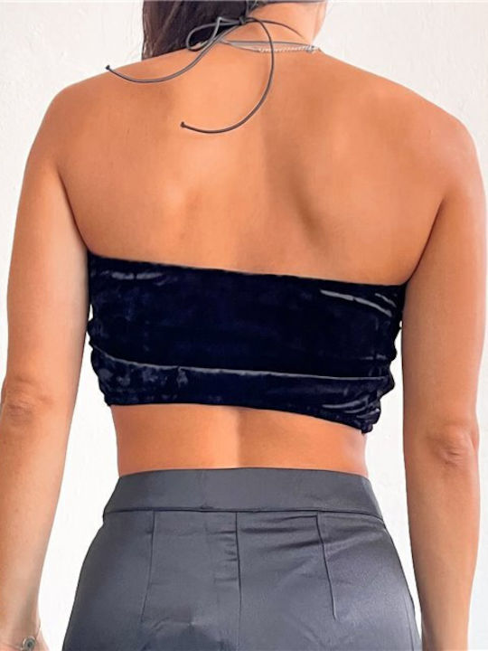 Γυναικείο Crop Top Αμάνικο Μαύρο