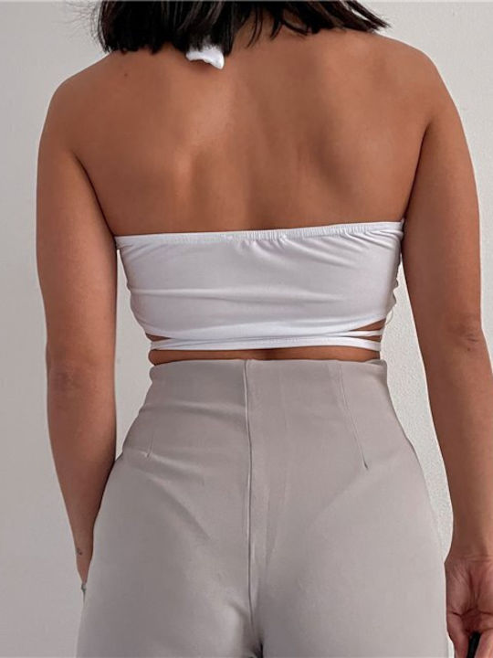 Women's Summer Crop Top Sleeveless White 82eet-01007