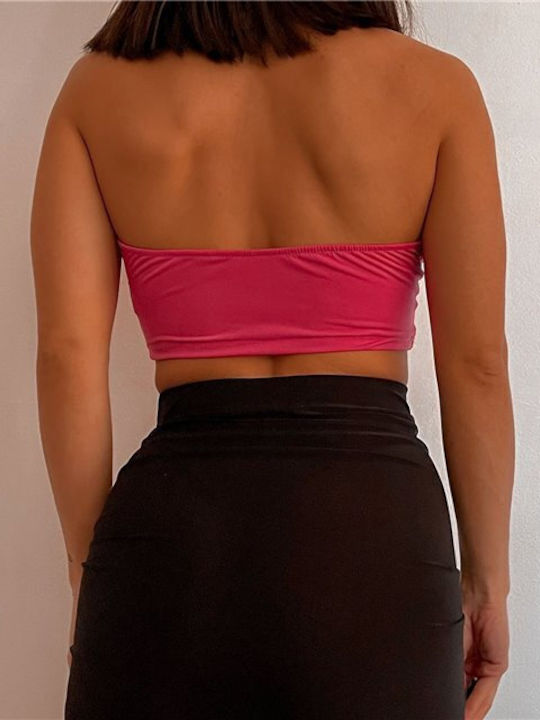 Γυναικείο Crop Top Αμάνικο Καλοκαιρινό Ροζ