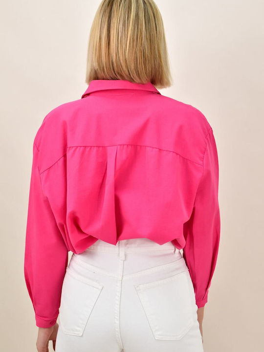 Women's Monochrome Long Sleeve Shirt Fuchsia