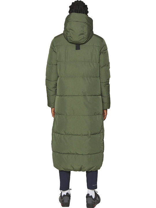 Lang Damen Puffer Jacke für Winter Grün
