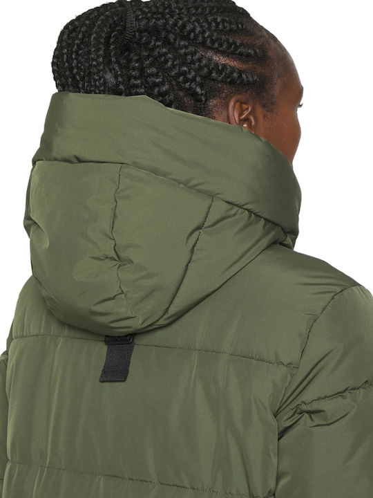Lang Damen Puffer Jacke für Winter Grün