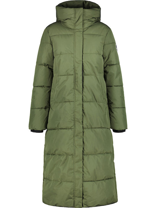 Lang Damen Puffer Jacke für Winter Grün