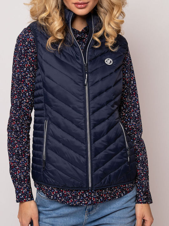 Women's for Hiking Short Puffer Jacket for Spring or Autumn Navy Blue