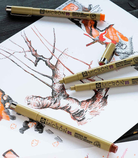Sakura Μαρκαδόροι Σχεδίου Ασημί 0.45mm Σετ 4τμχ