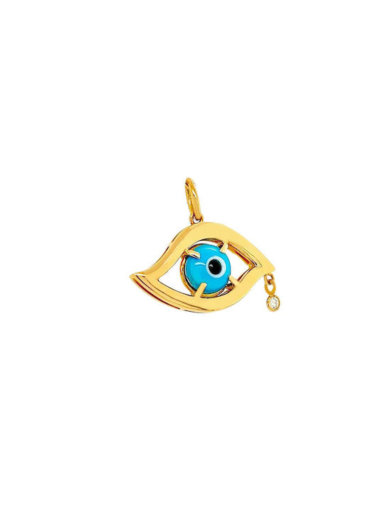 Xryseio Necklace Eye from Gold 18k with Diamond