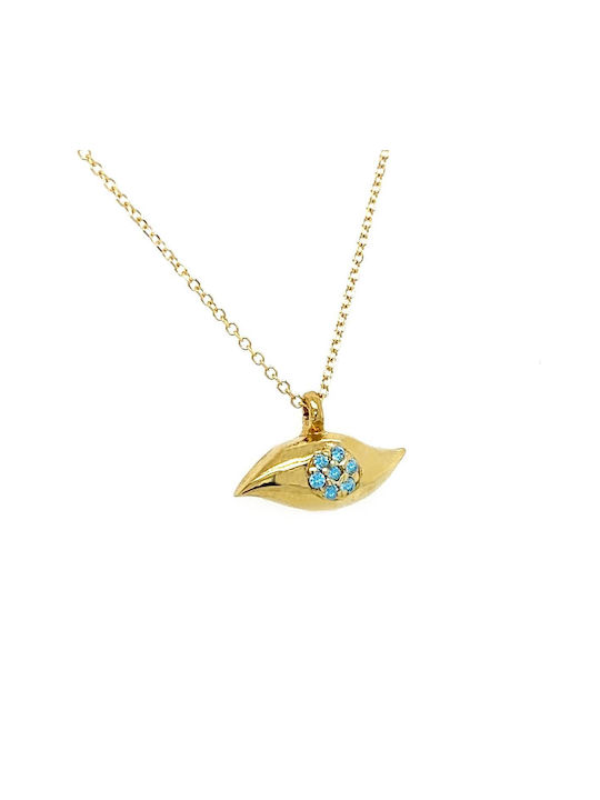 Xryseio Necklace Eye from Gold 9 K with Zircon