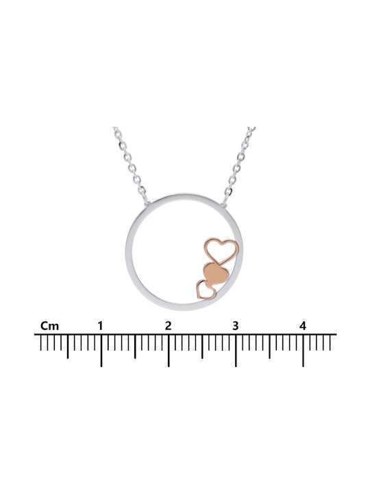 Mentzos Necklace with design Heart from Rose Gold 9 K