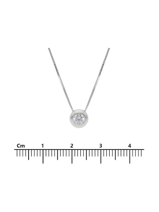 Mentzos Necklace from White Gold 9 K with Zircon