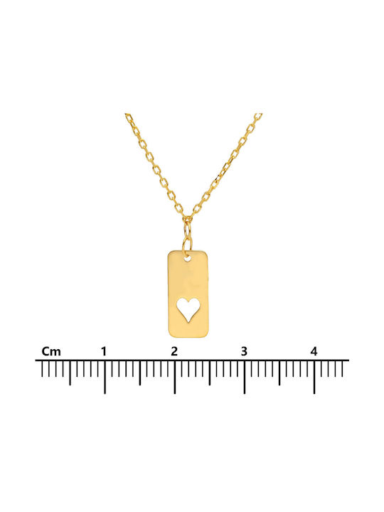 Mentzos Necklace with design Heart from Gold 14K