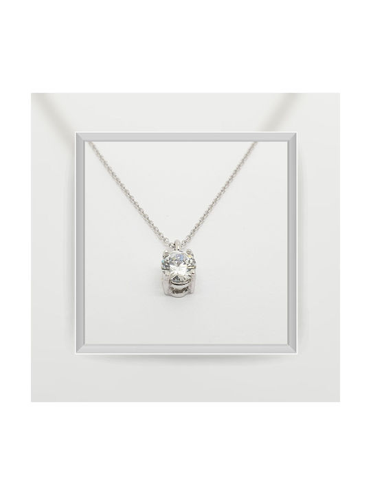 Mentzos Necklace from White Gold 14K with Zircon