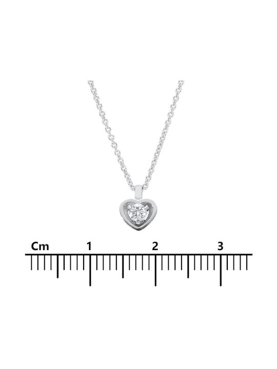 Mentzos Necklace with design Heart from White Gold 18k with Diamond